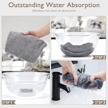 Saç Havlusu, Premium Mikrofiber Kumaş İle Yüksek Emicilik, Düğmeli Pratik Tasarım, Kadınlar İçin İdeal Saç Kurulama Havlusu, Duş Sonrası Kullanım İçin Hair Towel İle Uyumlu Açik Gri