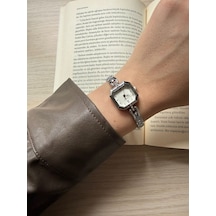 Retro Minimal Metal Kordon Vintage Kadın Kol Saati Kare Altın 38246886