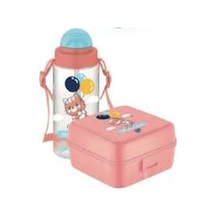 Gıpta Blue-Me Tritan Pipetli Matara 500 Cc+ Desenli Beslenme Kabı Seti - Pudra