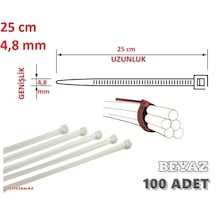 100 Adet 25cmx4,8mm Plastik Cırt Kelepçe Kablo Bağı
