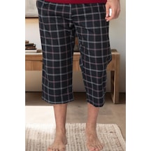 Mecit Pijama Mecit 3006 Siyah Ekoseli Erkek Capri Alt Pijama Siyah