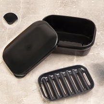 Neevoyu Seyahat İçin Hermetik Kapatmalı Sabun Kutusu - Çift Katlı Plastik, Islak Olmasını Engeller, Seyahat Ve İş Seyahatleri İçin Uygun Siyah