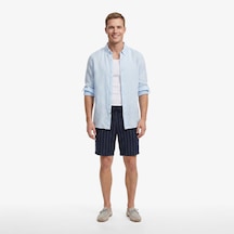 Nautica Erkek Lacivert Regular Fit Çizgili Keten Şortçizgilib65104t
