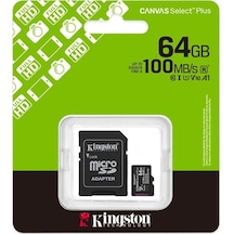 Kingston Sdcs3-64gb 64gb Microsdxc Canvas Select Plus Gen3 100mb-s A1 Card + Adapter Hafıza Kartı