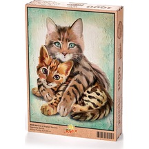 King Of Puzzle Kedi Ve Kaplan Yavrusu Ahşap Puzzle 1000 Parça