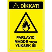 Dikkat Parlayıcı Madde Veya Yüksek Isı İsg Uyarı Levhası Pvc A3 30x42 Cm