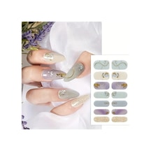 Jelüx Summer - Pastel Renkli Çiçekli Yapışkan Tam Kaplama Jel Tırnak Seti 5 Farklı Boy 14 Adet 15110509