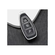 Autohan Keys Lüx Ford Araba Anahtarlık Kılıfı, Siyah Ve Gümüş, Focus Fiesta Kuga Mondeo Smax Cmax Ecosport Model