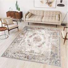 Eliana Home Baskılı, Yıkanabilir Kaymaz Taban Salon Halısı Eli0345 Bej