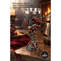 2 Adet Paslanmaz Çelik Kadeh Kupa 3d Kapartmalı Ejderha Tasarımlı Metal Kadeh, İçki Bardağı, Stainless Steel Cup