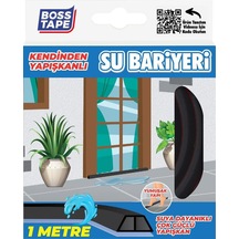 Yapışkanlı Siyah Su Bariyeri 1 Metre Duşakabin Mutfak Tezgahı Kapı Altı Su Kesici Bant