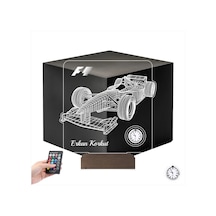 Luvivia Formula 1 F1 Yarış Arabası Tasarım Kişiye Özel Metal Saatli 3d Lamba - Masa Gece Lambası Şeffaf