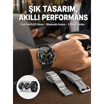 Akıllı Saat Çoklu Kordon Seçeneği Amoled Ekran Çok Fonksiyonlu Bluetooth Bağlantılı Yeni Nesil