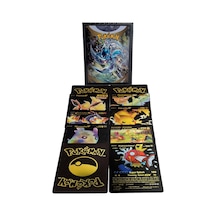 Pokemon Kartları Kabartmalı Fosforlu Plastik Kart Seti 10lu Siyah