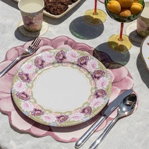 Peony Kağıt Tabak 26 Cm 12'li Paket Gri