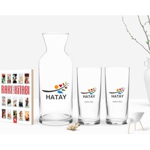 Kişiye Özel Renkli Baskılı Hatay Tasarımlı Turistik İkili Rakı Bardağı Karaf Ve Cep Kitabı Hediye Seti-1