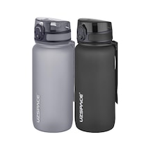 Uzspace 2'li Tritan Matara Seti 650 Ml 14 Farklı Renk Seçeneği Fiftyfifty -3037seta Gri - Siyah
