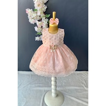 Mnk Baby & Kids Dantelli Kız Bebek Elbise Pnpn152 somon