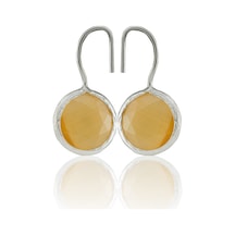 Kadir Jewellery Gümüş Kaplama Kadın Taşlı Küpe -el İşçiliği Ve Hipoalerjenik Küpe Sarı