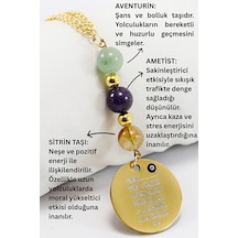 Çelik Ayetel Kürsi Fatiha Dualı Araba Dikiz Ayna Süsü, Doğal Taşl 77997329