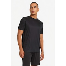 Defacto Slim Fit Dar Kesim Bisiklet Yaka Çabuk Kuruyan Nefes Alabilen Esnek Kumaş Baskılı Sporcu Kısa Kollu Siyah