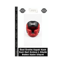 Özel Üretim Kapalı Kask Suni Deri Kırmızı L Büyük Beden Kadın Ulaşım