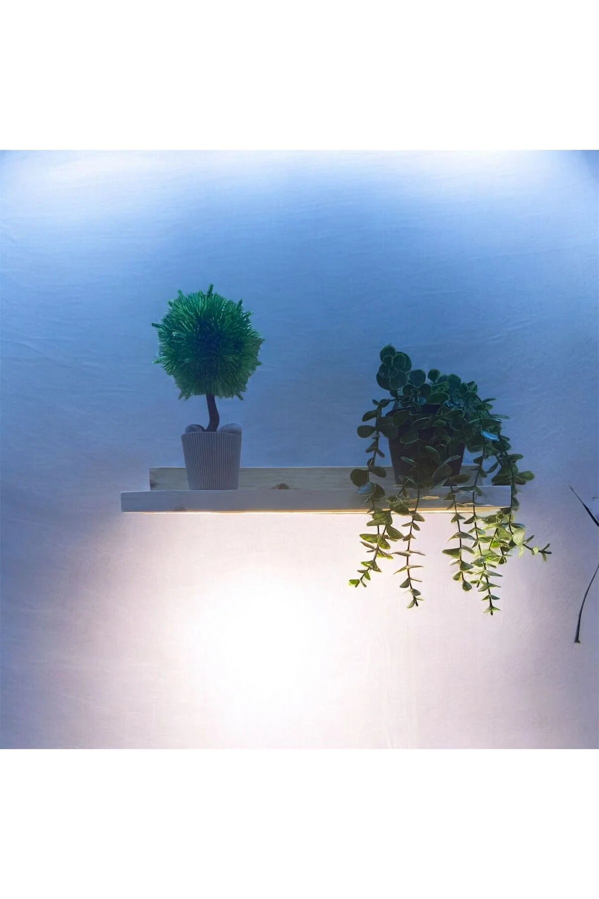 L Ahşap Işıklı Raf Ahşap