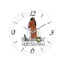 Bojack Horseman Dizi Çap 30cm Sessiz Akar Bombeli Gerçek Cam Duvar Saati Beyaz