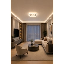 Modern Kare Avize 3 Renk Işık Salon Oturma Odası Yatak Odası Beyaz Dekoratif Tavan Avizesi 100w Led 50 Cm