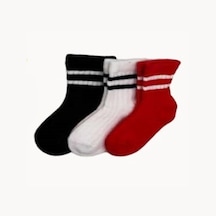 Defne Baby 3lü Bebek Çorabı K038-23 Kırmızı-siyah Kırmızı - Siyah