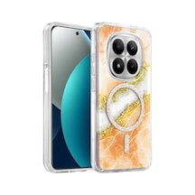 Onegif Xiaomi Redmi Note 15 Pro Plus 5g Lotus Simli Magsafe Kapak - Turuncu