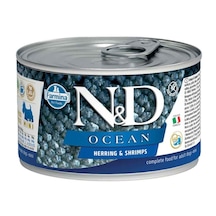 N&D Ocean Tahılsız Ringa Balığı ve Karidesli Konserve Mini Irk Yetişkin Köpek Maması 6 x 140 G