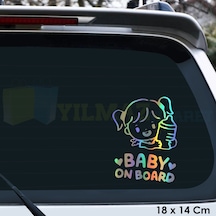 Arabada Kız Bebek Var Baby On Board Hologram Oto Sticker Etiket