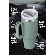 304 L Çelik 1,2 L Yeşil Pipetli El Termos Mug Sızdırmazlık Yok Cin856ys Açık Beyaz