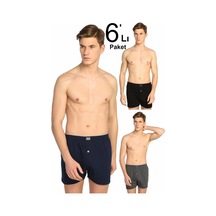 Tutku Erkek Karışık Renk 6'lı Paket Penye Düğmeli Boxer Elf568t0117ccm6 Çok Renkli