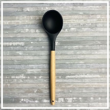 Bambu Saplı Silikon Kepçe Siyah