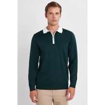 Erkek Standart Fit Uzun Kol Yarım Fermuarlı Polo Yaka Yeşil Kazak-35799 Yeşil Erkek Standart Fit Uzun Kol Yarım Fermuarlı Polo Yaka Yeşil Kazak-35799 Yeşil