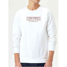 One Punch Man Baskılı Beyaz Erkek Örme Sweatshirt (528569612)