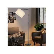 Retro Rustik Modern Krem Kumaş Köşe Lambası Lambader Ev. Işyeri. Mekan. Cafe Diğer