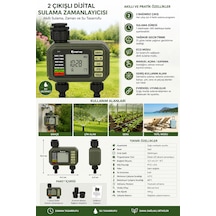 2 Çıkışlı Dijital Sulama Zamanlayıcısı Lcd Ekranlı Otomatik Bahçe Sulama Kontrol Cihazı Eco Mod Yağmur Geciktirme
