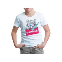 Summer Dive - Kaplan Beyaz Çocuk Tshirt