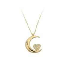 Beren Stainless Steel Çelik Kolye Ay Ve Kalp Gold