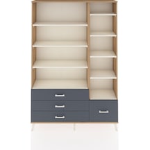Arges Dolap 9 Raflı 4 Çekmeceli 132x30x195 Çam-aytaşı/antrasit Aytası/antrasıt