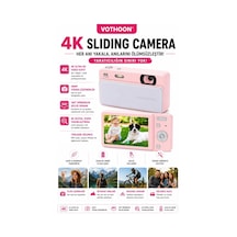 Dijital Kamera 4k Hd 48mp 8x Zoom Flaşlı Kayar Retro Video Kamera 2.4 Ekran 64gb Sd Kart Hediyeli Pembe