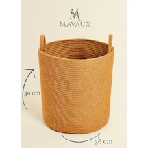 Mavaux El İşçiliği Dokulu Büyük Boy Sepet 40 X 36 Cm Dekoratif Ev Düzeni, Oyuncak Ve Çamaşır Organizer Hasır