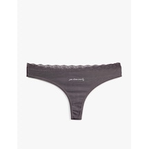 Koton Dantel Detaylı Pamuklu Fitilli String Külot Antrasit 6wlk30018mk Antrasit