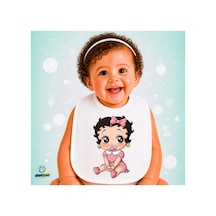 Betty Boop Keten Bebek Mama Önlüğü Yumuşak - Emici - Yıkanabilir - Özel Tasarım P013 Çok Renkli