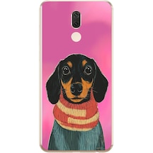 Huawei Mate 10 Lite Uyumlu Sevimli Siyah Köpek Baskılı Silikon Kılıf Renkli