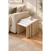 Vega 3'lü Zigon Sehpa 50 X 43 X 36 Cm - Cordoba Cordoba - Beyaz