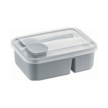 3 Bölmeli Beslenme Kabı 920 Ml Sosluklu Sızdırmaz Kapaklı Bpa İçermez Çatal Kaşık Dahil Lunch Box Bölmeli Yemek Kabı Gri Bakır